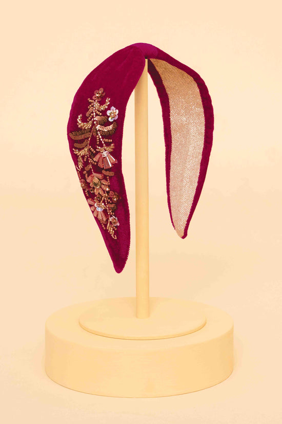 Headband - Golden Wildflowers, Fuchsia