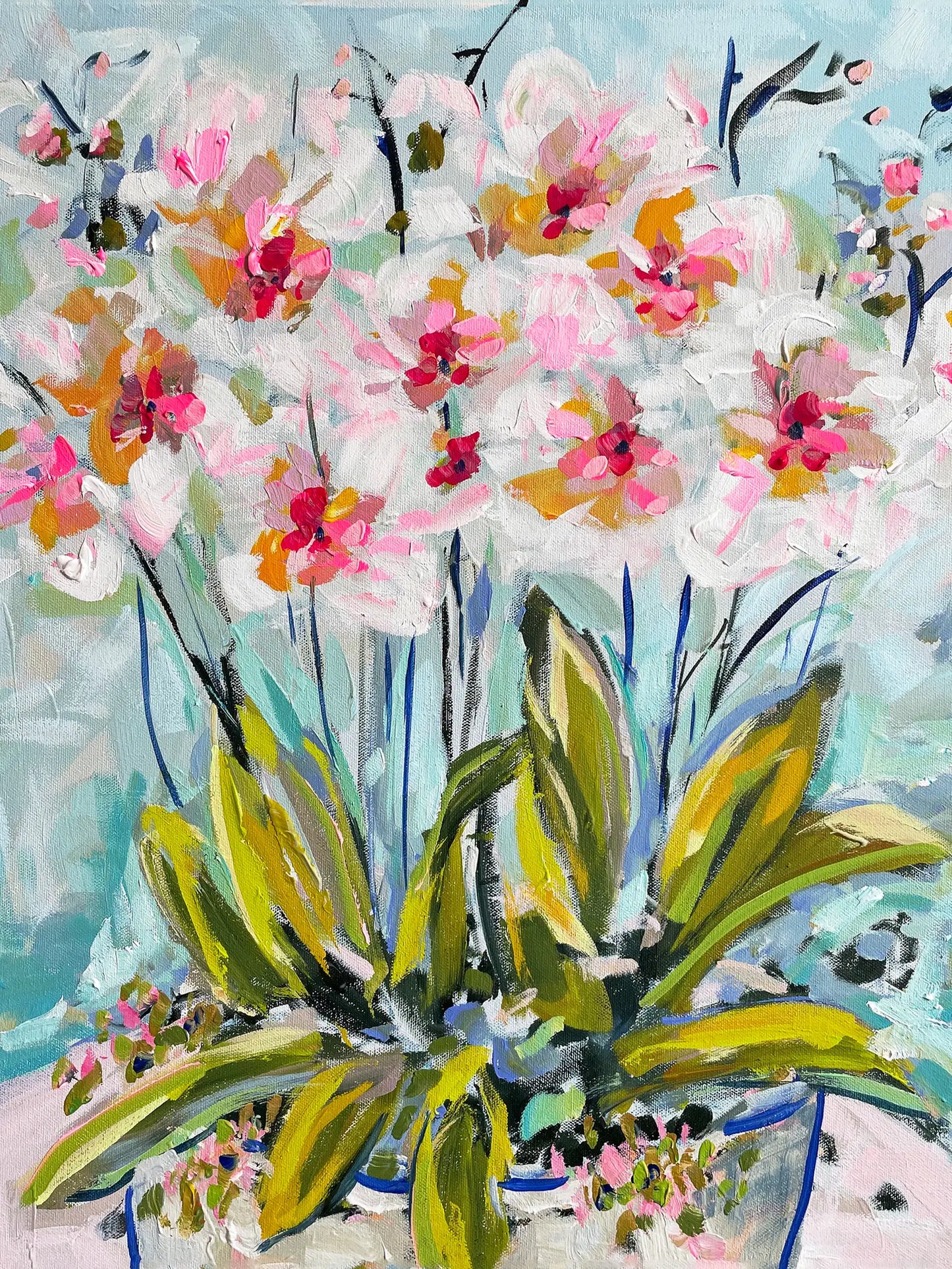 Pink Orchids on Stretched Canvas