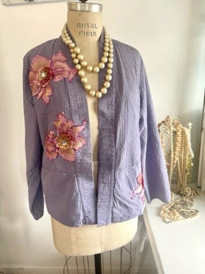 Pretty Lilac Jacket w/ Sequined Flowers