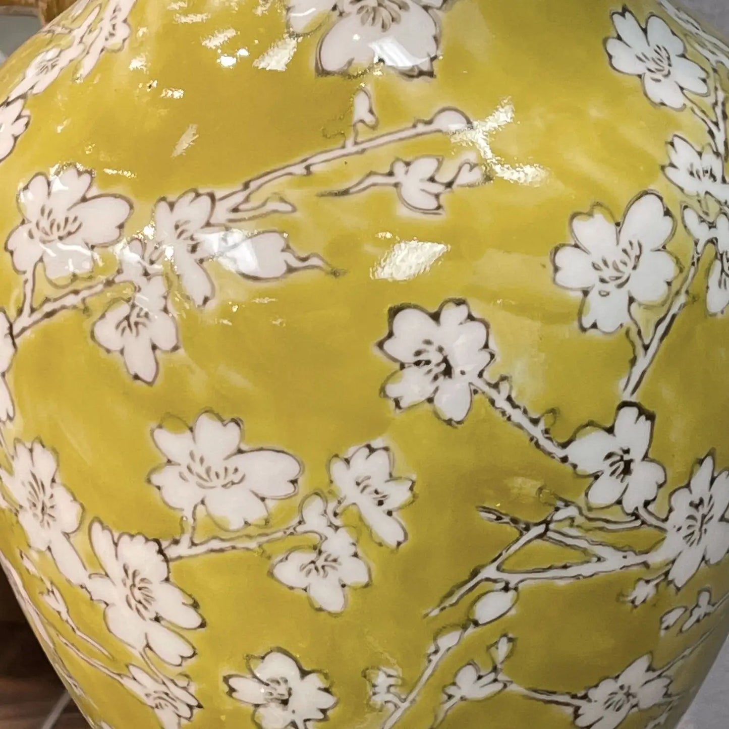 Load image into Gallery viewer, Tall Yellow &amp;amp; White Chinoiserie Jar
