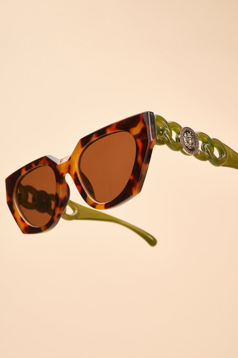 Zelia Sunglasses, Tortoiseshell & Olive