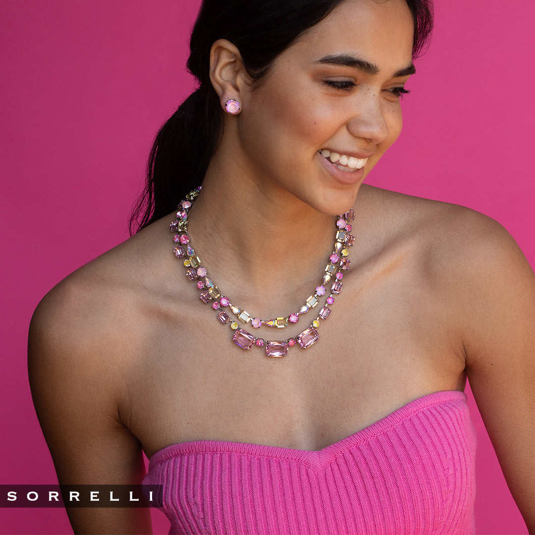 Cornelia Tennis Necklace, Pink