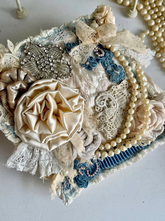 OOAK, Altered couture, up cycled, vintage hanky bag,