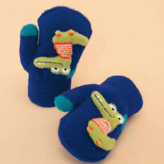 Children's Smiley Croc Mittens- Royal Blue