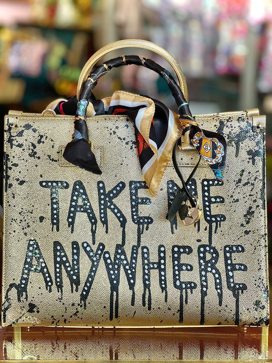 Load image into Gallery viewer, Nicole Bag, Gold “Take Me Anywhere”
