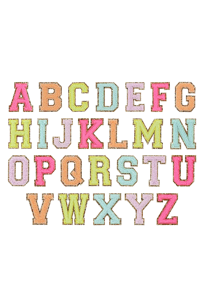 Glitter Varsity Alphabet Set, Rainbow