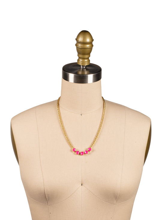 Hot Pink & 10K Gold Crystal Rope Chain Tennis Necklace