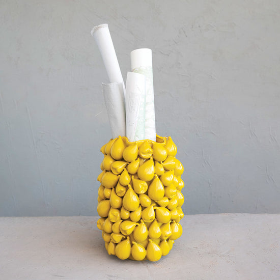 Handmade Stoneware Fig Vase, Yellow