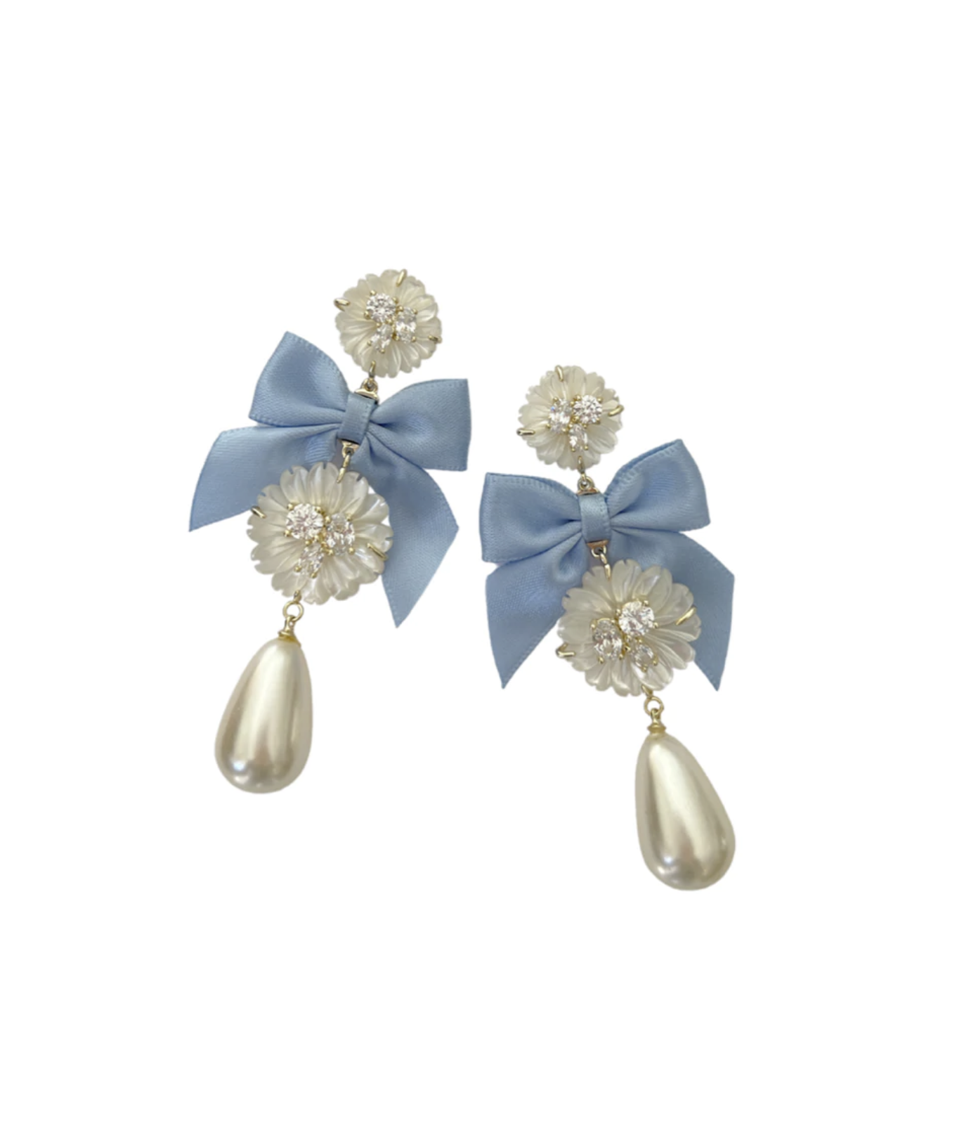 Flower Bluebird Bow & Drop Earring