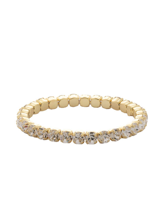 Load image into Gallery viewer, Clear Crystal and 10K Gold Mini Stretch Bracelet
