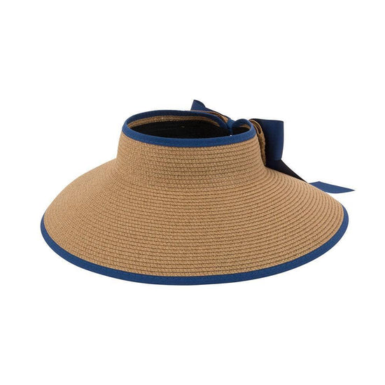 Load image into Gallery viewer, Straw Ribbon Sun Visors, blue
