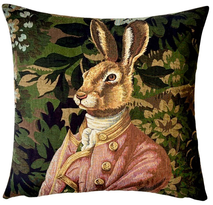 Load image into Gallery viewer, yapatkwa - art of the loom - hare pillow cover - forest decor - rabbit throw pillow
