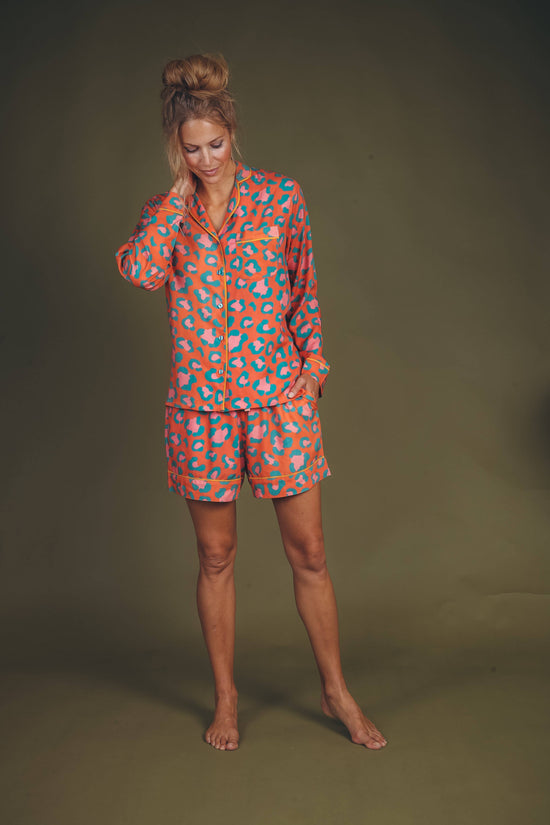 Coral Leopard Pajamas, Medium