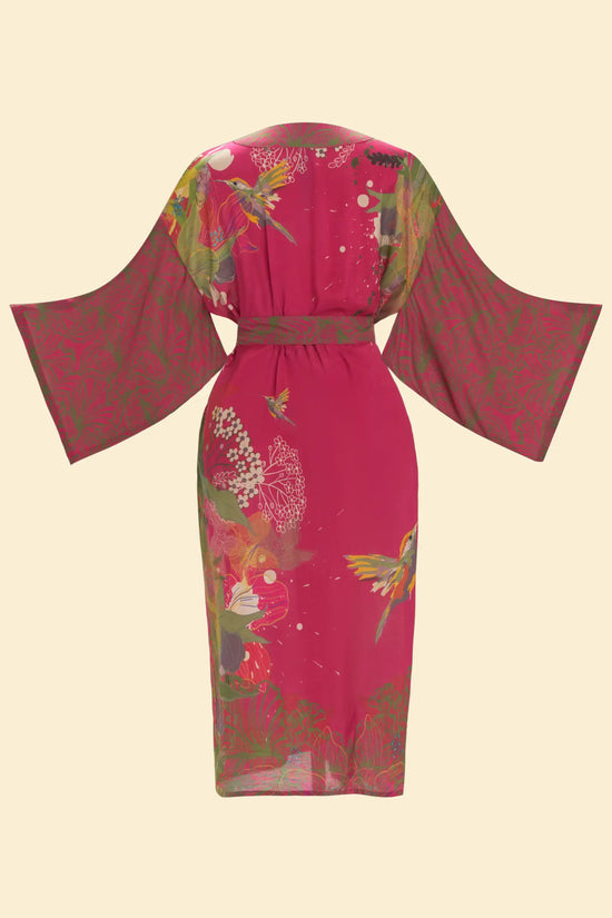 Load image into Gallery viewer, Kimono Gown- Hummingbird Kimono Gown - Raspberry
