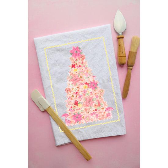 Whimsical Pink Tree Cotton Tea Towel