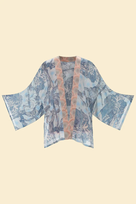 Tropical Toile Kimono Jacket, Denim