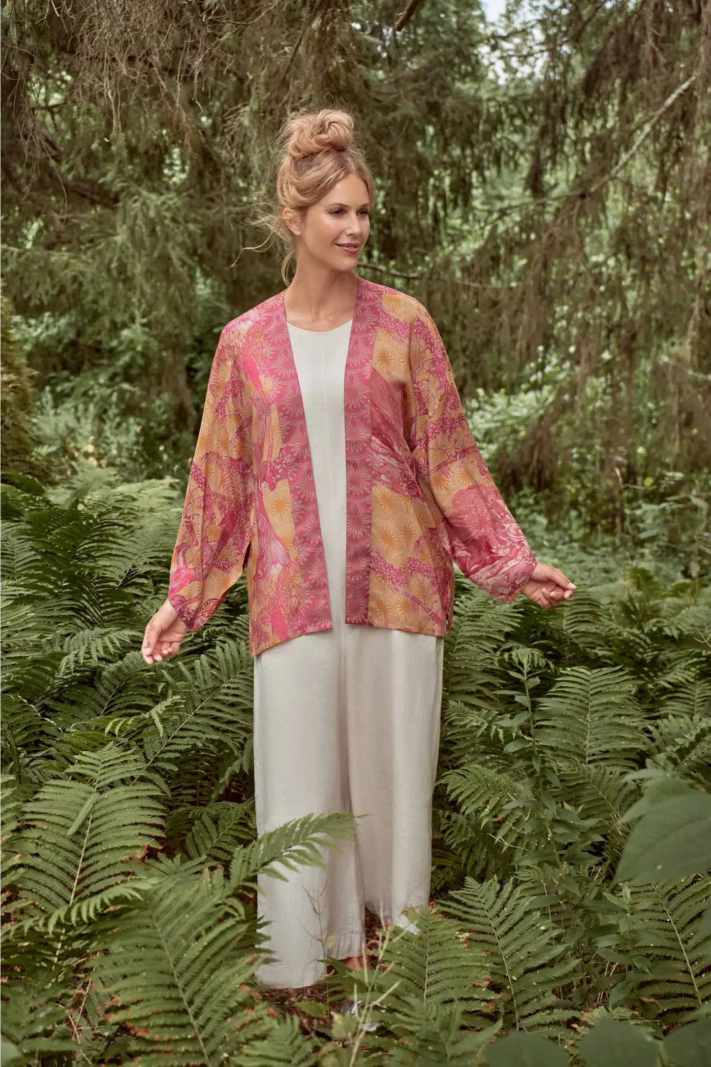 Kimono Gown- Tropical Toile, Pineapple