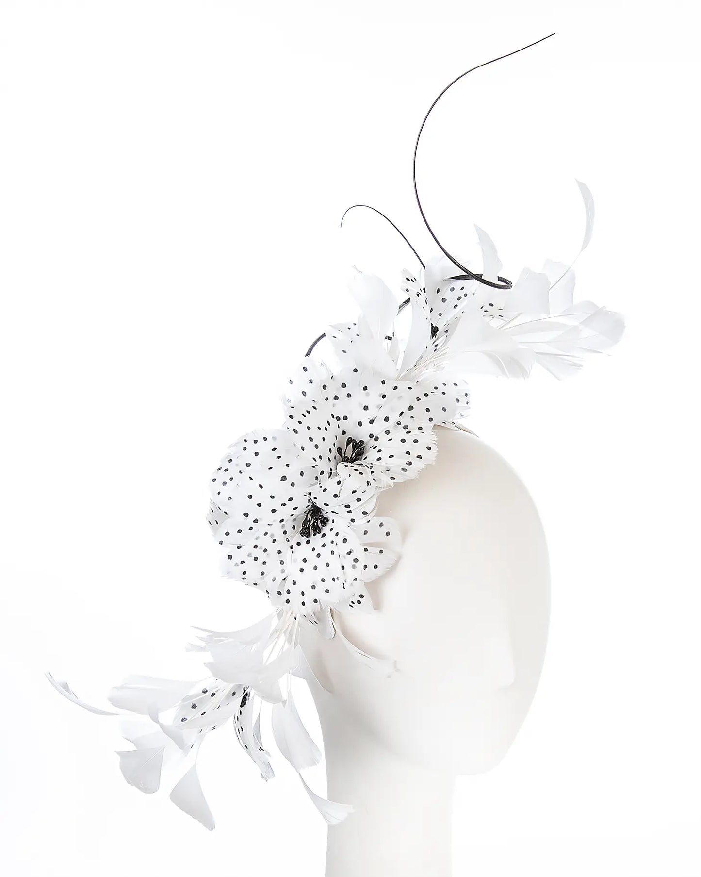 White Polka Dot Flower Fascinator