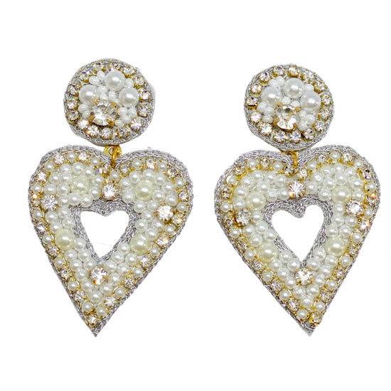 Pearl Open Heart Earrings