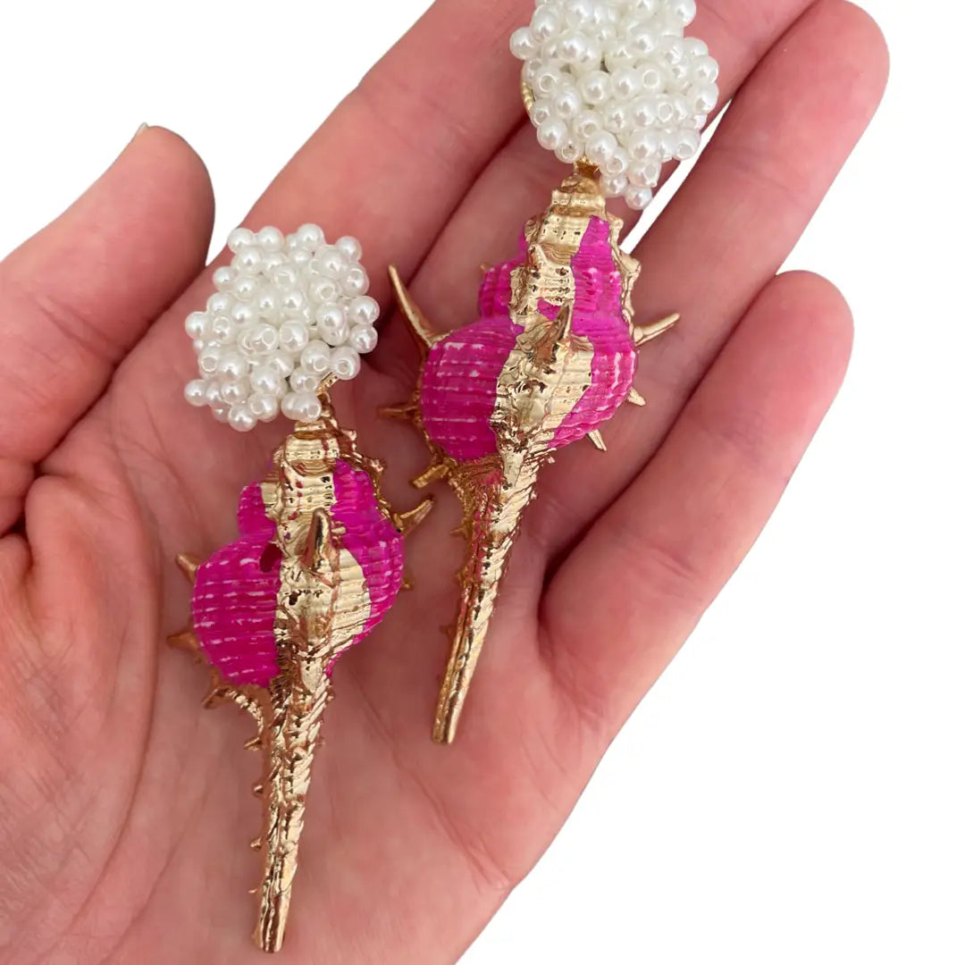 Load image into Gallery viewer, Fuchsia Whelk Earrings
