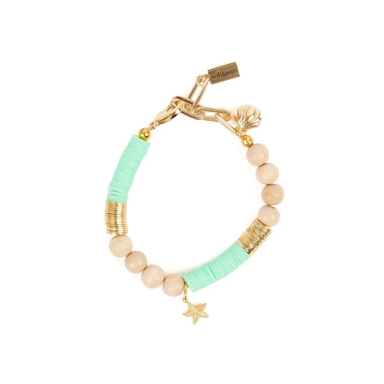 Load image into Gallery viewer, The Cara | Beige &amp;amp; Gold Beaded Bracelet
