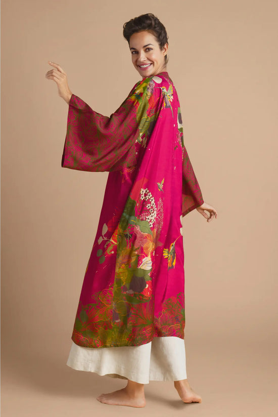 Hummingbird Kimono Gown, Raspberry