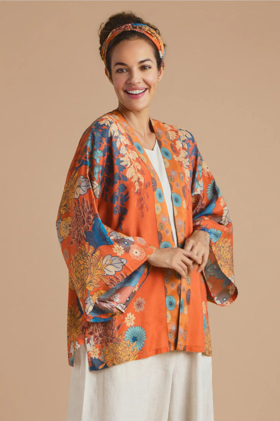 Load image into Gallery viewer, Trailing Wisteria Kimono Jacket, Terracotta
