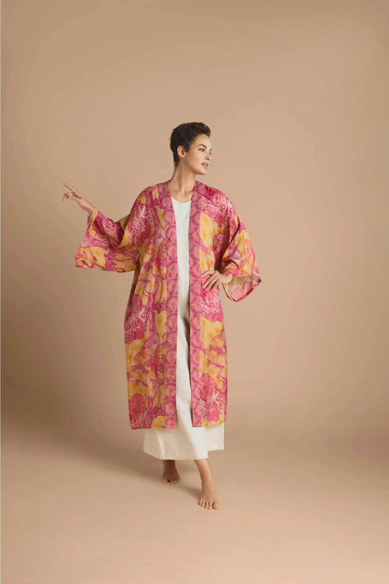 Tropical Toile Kimono Jacket, Pineapple