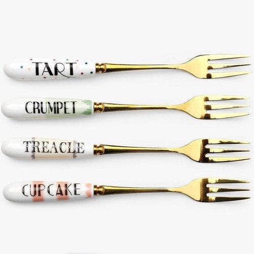 Load image into Gallery viewer, Set of 4 Cheeky Cake Forks
