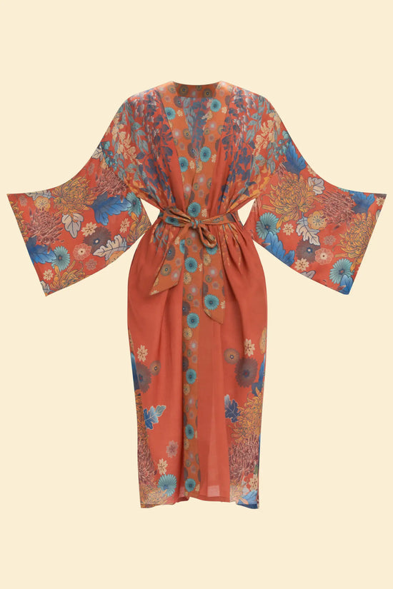 Load image into Gallery viewer, Kimono Gown- Trailing Wisteria Kimono Gown - Terracotta
