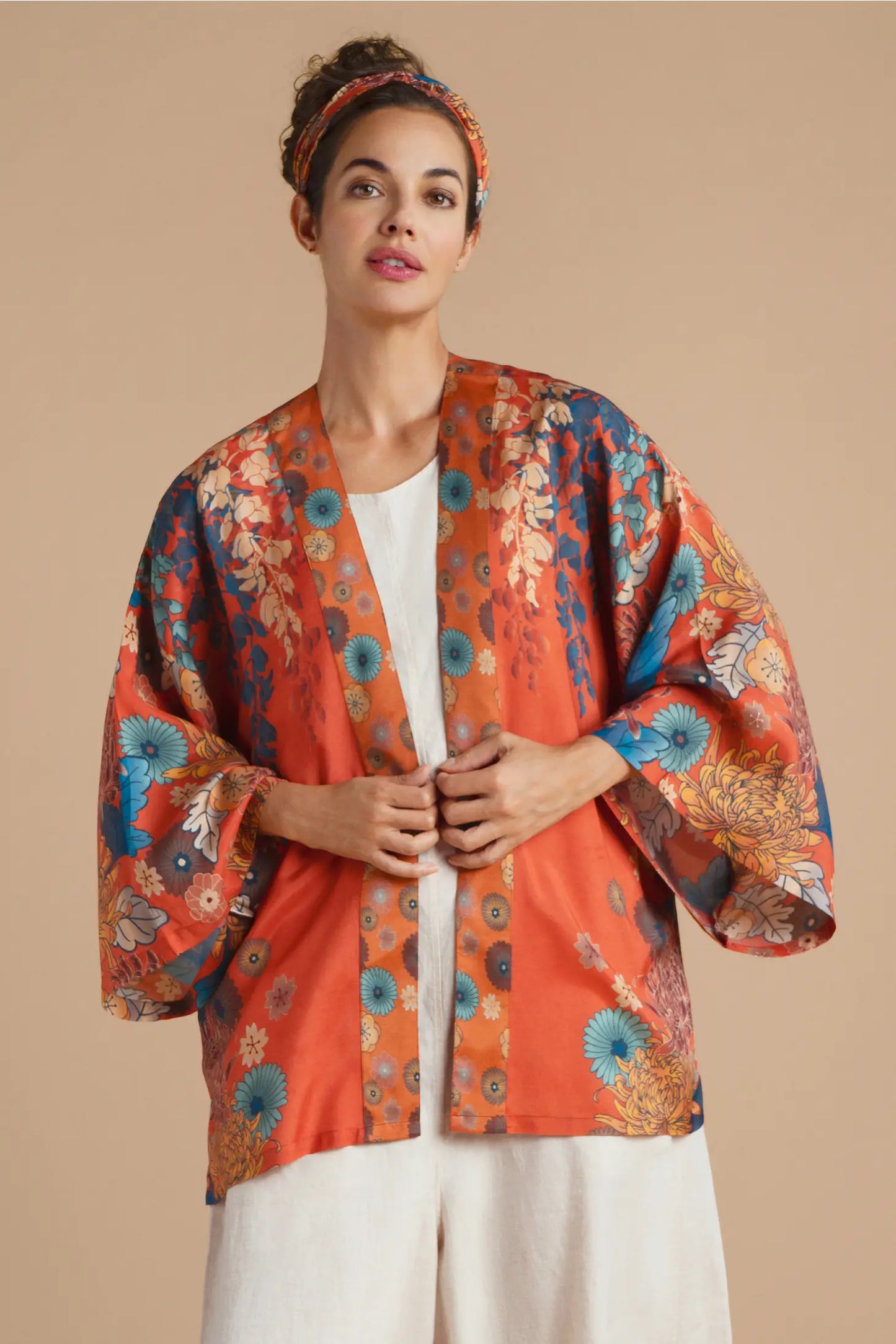 Kimono Jacket- Trailing Wisteria Kimono Jacket - Terracotta