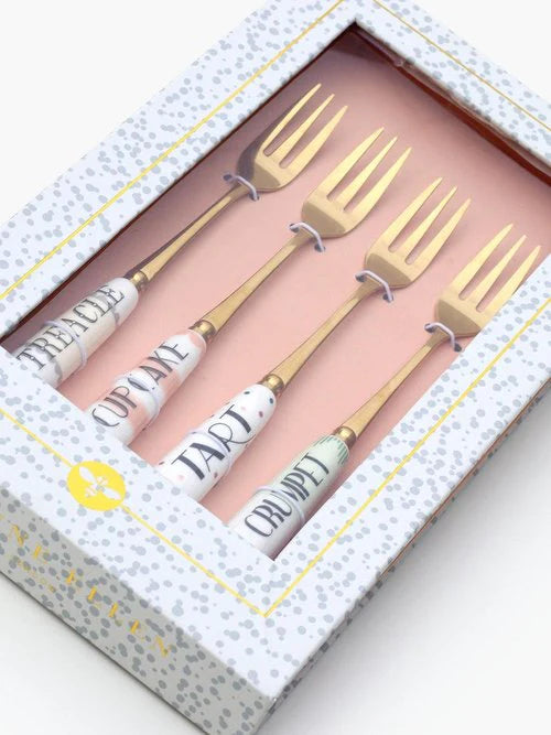 Load image into Gallery viewer, Set of 4 Cheeky Cake Forks
